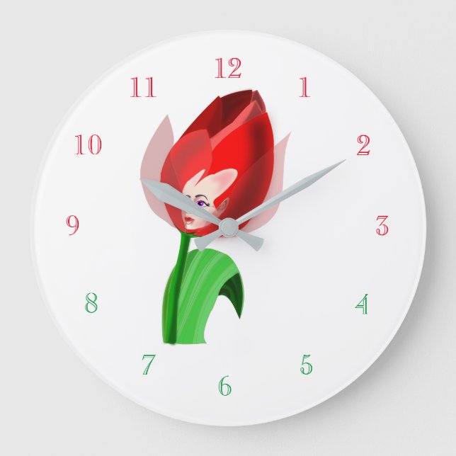 Grande Relógio de Garota Tulip - Cores Personalizadas (Frente)