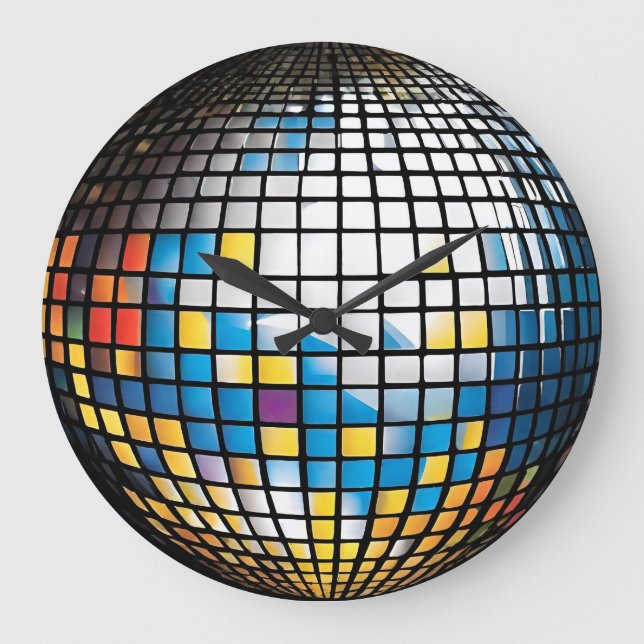 Grande Relógio de Glitterball Mirrorball (Frente)