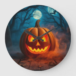 Grande Relógio de Halloween de Abóbora com Brilho de Lava