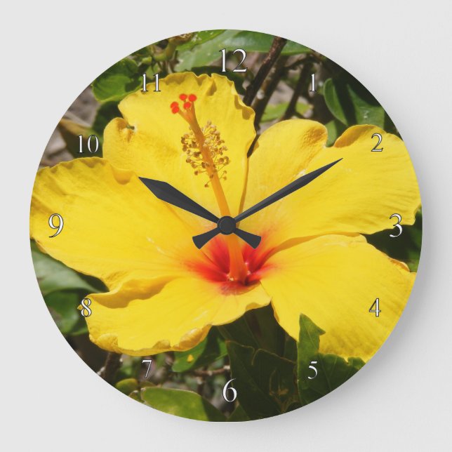 Grande Relógio de Hibiscus Amarelo (Frente)