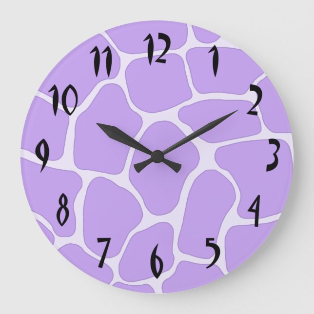 Grande Relógio de Impressão de Girafa Lavanda de  (Frente)