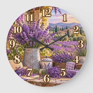 Grande Relógio de Jardim Campestre Campos de Lavanda