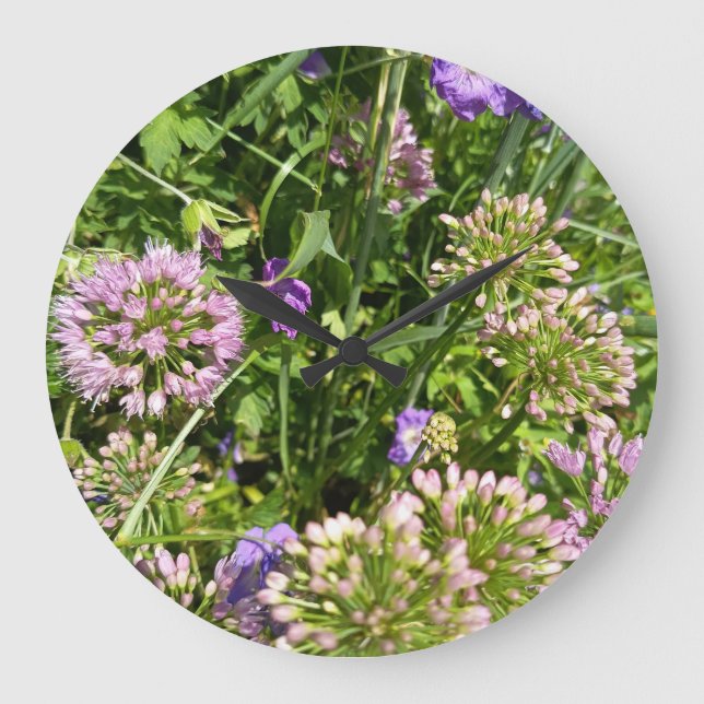 Grande Relógio de Jardim de Flor Silvestre Roxa | Botânic (Frente)