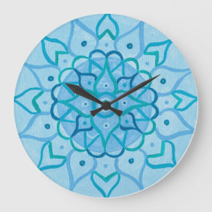 Grande Relógio de Mandala Azul