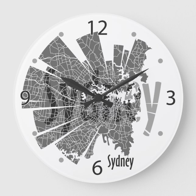 Grande Relógio de Mapa de Sydney (Frente)
