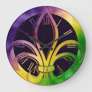 Grande Relógio de Mardi Gras, Fleur de Lis Colorido