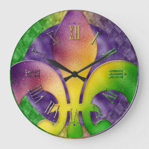 Grande Relógio de Mardi Gras, Fleur de Lis Colorido