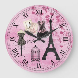 Grande Relógio de Moda de Paris Rosa Chic