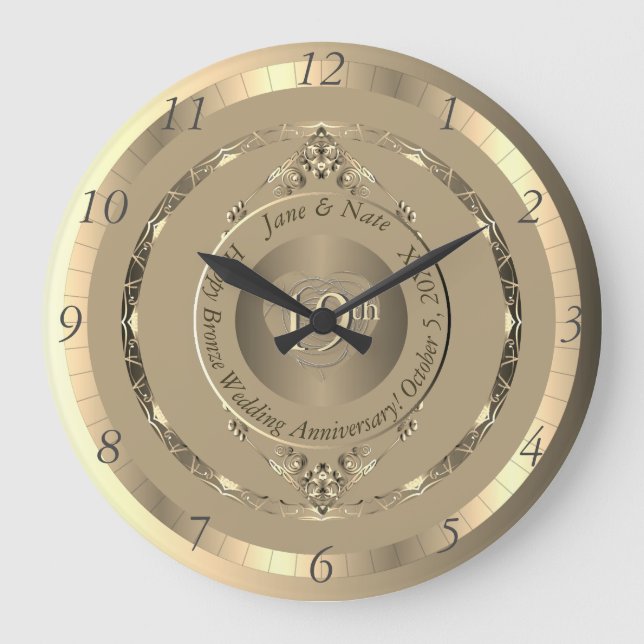 Grande Relógio de Muro de Aniversário de Bronze 19 e 8 (Frente)