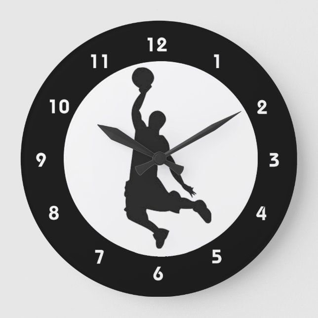 Grande Relógio de Muro de Design de Basquete (Frente)