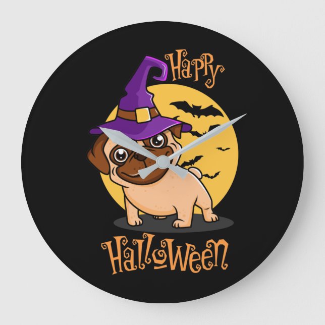 Grande Relógio de Muro de Halloween Puggy (Frente)