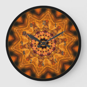 Grande Relógio de Muro de Mandala Laranja