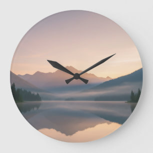 Grande Relógio de Muro de Montanha Sunrise - Design Calmo