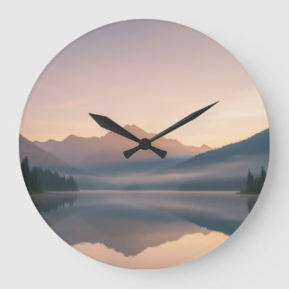 Grande Relógio de Muro de Montanha Sunrise - Design Calmo