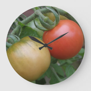 Grande Relógio de Muro de Tomates Laranja e Vermelha