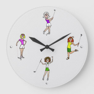Grande Relógio de Muro Divertido de Mulheres Golfistas