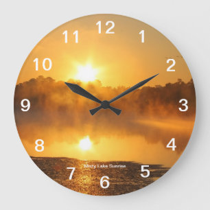 Grande Relógio de Muro Misty Lake Sunrise