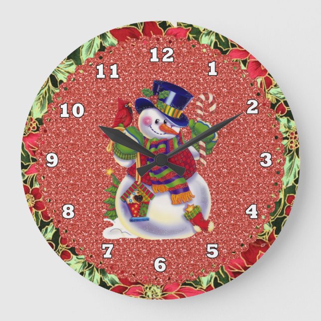 Grande Relógio de Natal Snowman (Frente)