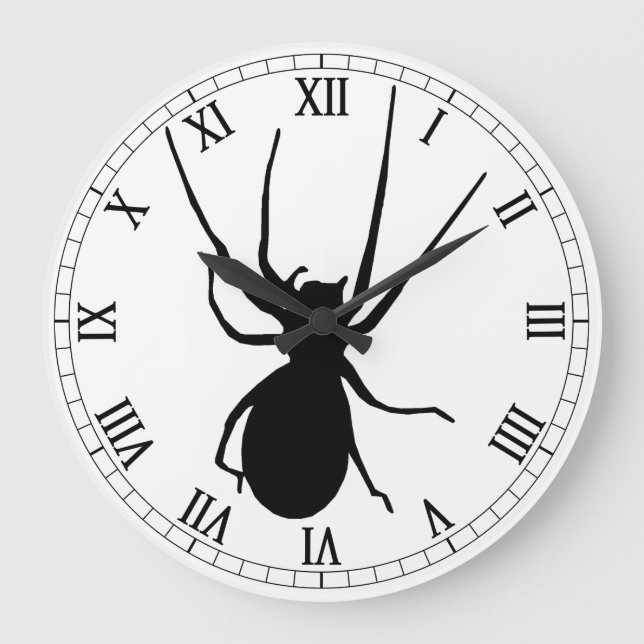 Grande Relógio de Numerais Romanos Aranha Negra (Frente)
