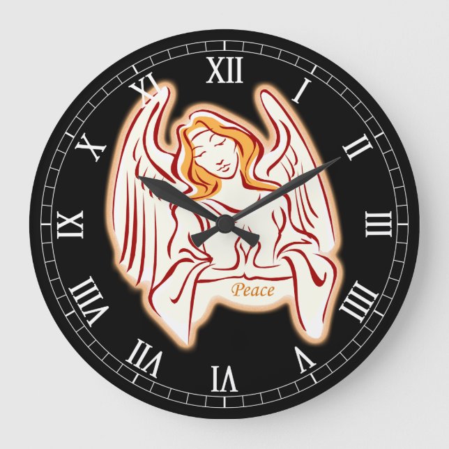 Grande Relógio de Numerais Romanos do Peace Angel Round (Frente)