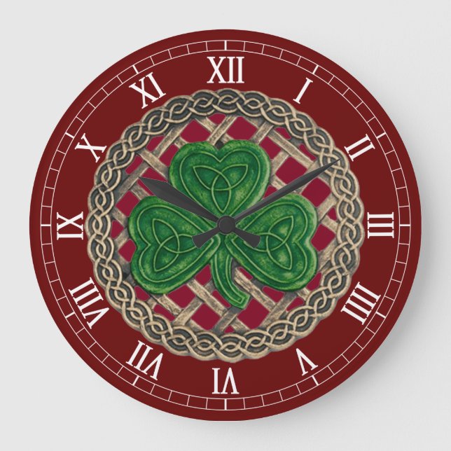 Grande Relógio de Numerais Romanos do Shamrock & Celtic V (Frente)