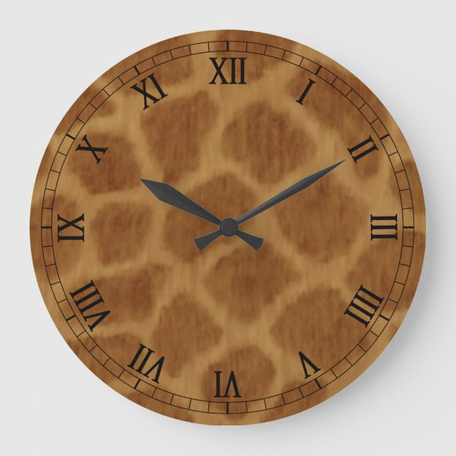 Grande Relógio de Numerais Romanos Giraffe Round (Frente)
