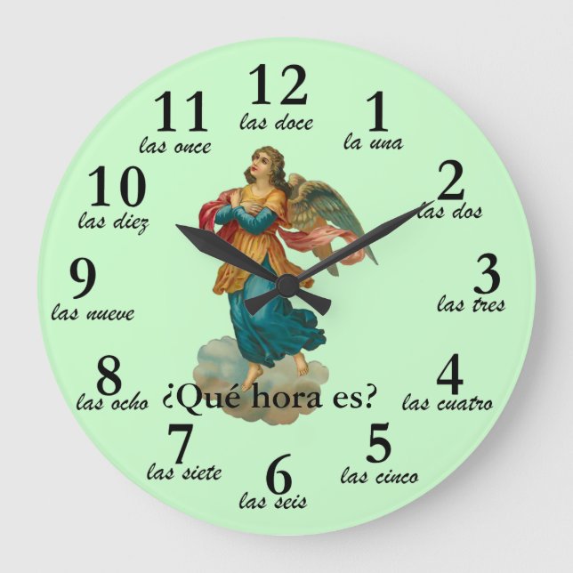 Grande Relógio de números cronológicos do Vintage Angel e (Frente)