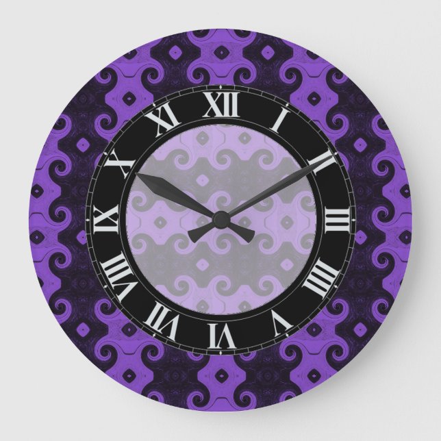 Grande Relógio de Padrão de Abstrato de Diamante Roxo (Frente)