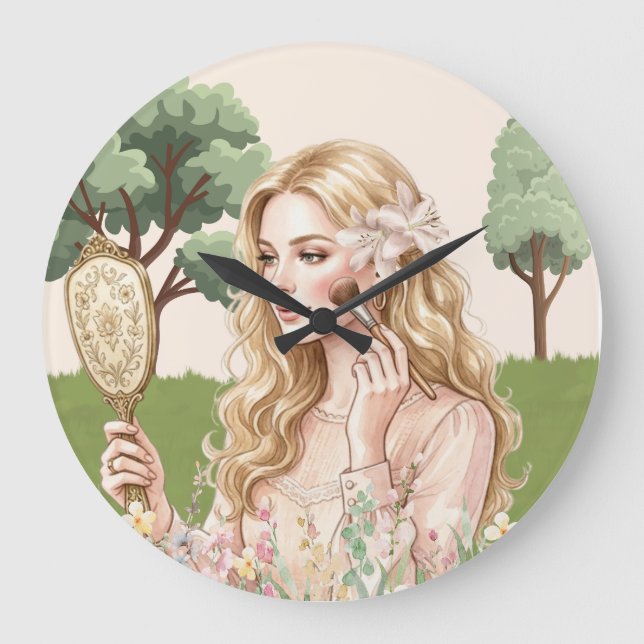 Grande Relógio de Parede, 10" Mulheres pastel natural vin (Frente)