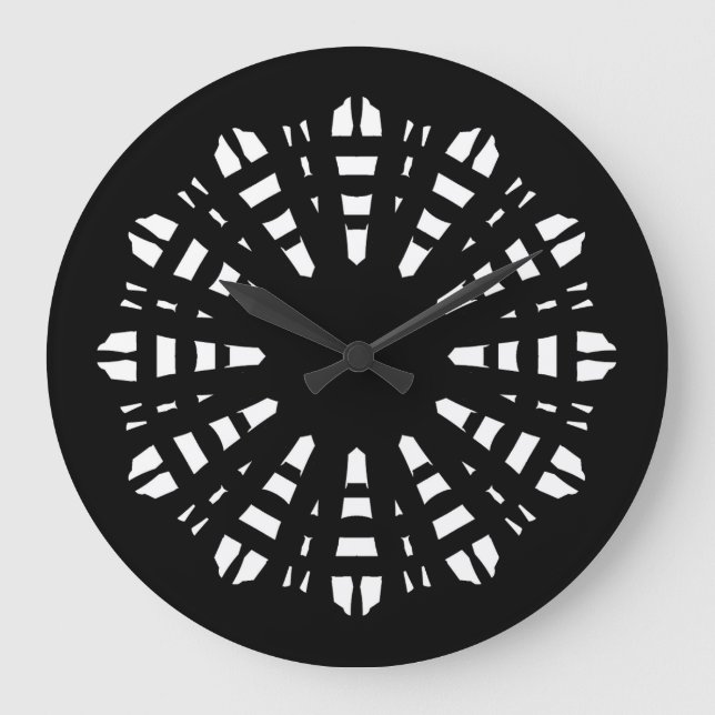 Grande Relógio de Parede, um elegante design branco preto (Frente)