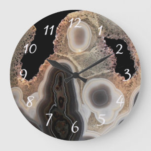 Grande Relógio de Pedra de Pedra Negra Faux Marble