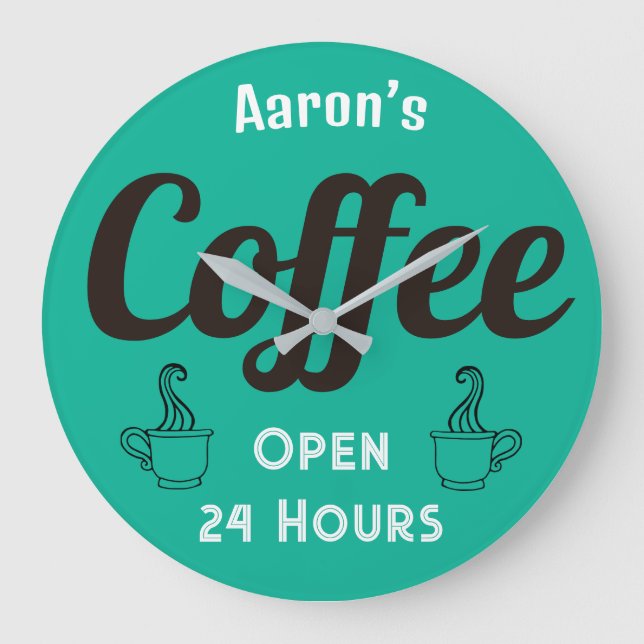 Grande Relógio de placa personalizado para café (Frente)