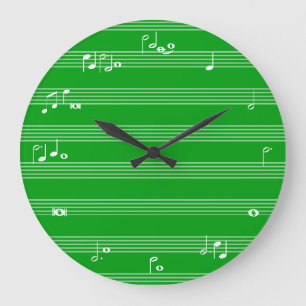 Grande Relógio de ponto da notação de música - verde 
