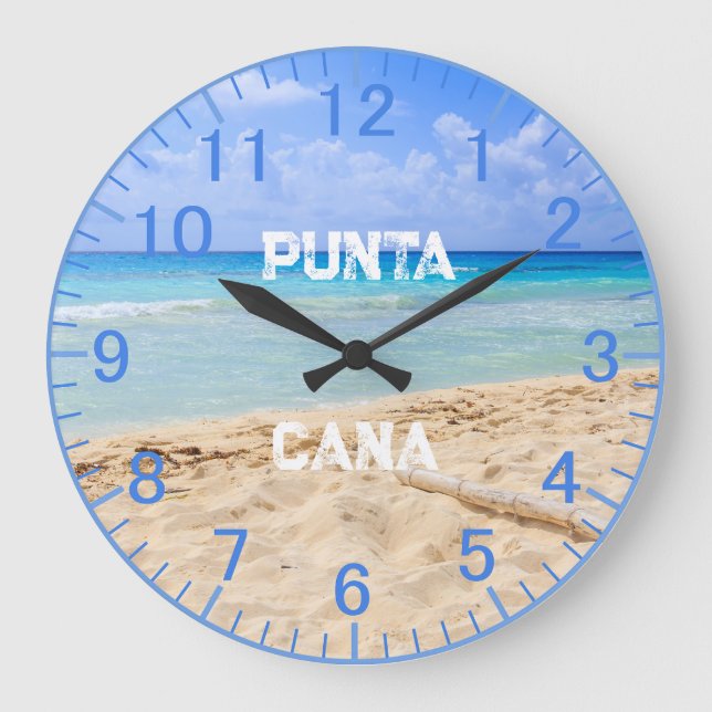 Grande Relógio de praia com areia azul personalizada (Frente)