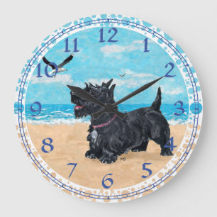 Grande Relógio de Praia Personalizado do Terrier Escocês