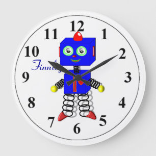 Grande Relógio de quarto personalizado de robôs azuis-bra