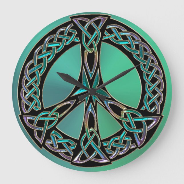 Grande Relógio de Sinal de Paz do Rainbow Celtic Knot (Frente)