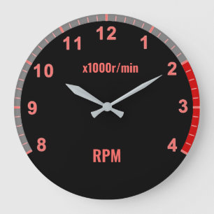 Grande Relógio de Tachômetro de Carro Vermelho para Garag