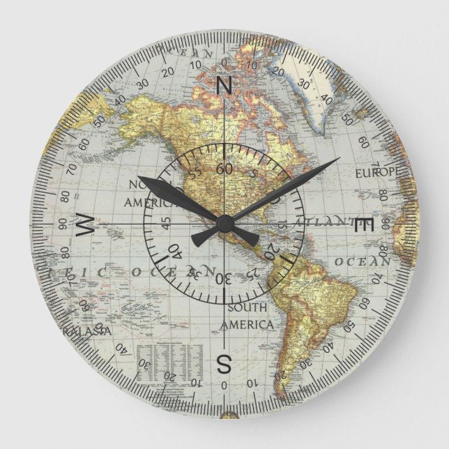 Grande relógio do mapa mundial (Frente)