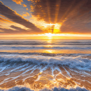 Grande Relógio do nascer do sol do oceano ouro