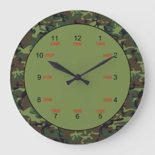 Grande Relógio do Tempo Militar Verde de Camo