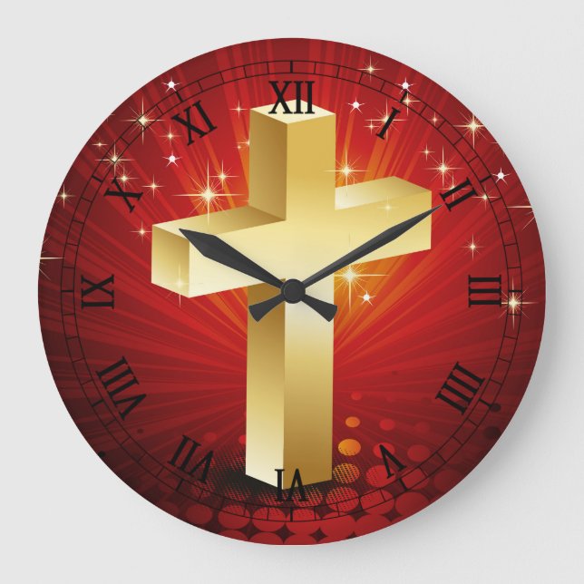 Grande Relógio Dourado de Muro de Natal Elegante (Frente)