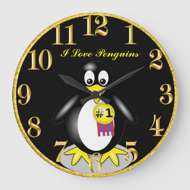 Grande Relógio Dourado do pinguim (Frente)