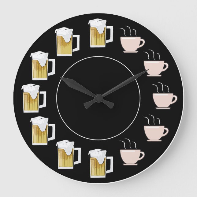 Grande Relógio Engraçado de Cerveja e Café  (Frente)
