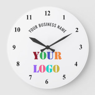 Grande Relógio Exemplo com Logotipo e Texto Personalizado