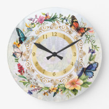 Relógio Floral Borboleta de Verão Bonito