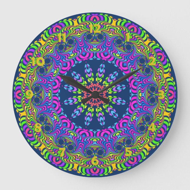 Grande Relógio Mandala - neon 2 (Frente)