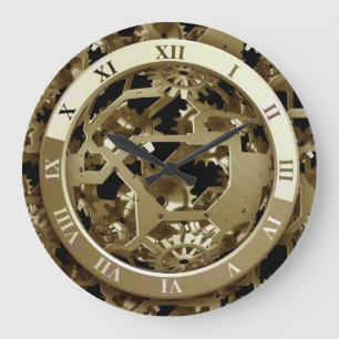Grande Relógio Metálico Abstrato Engrenagens Steampunk