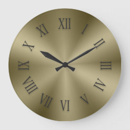 Grande Relógio Metálico Dourado Vintage com Números Roman