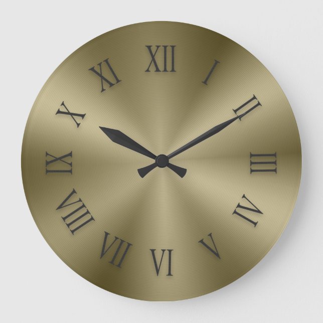 Grande Relógio Metálico Dourado Vintage com Números Roman (Frente)